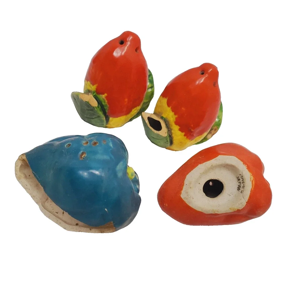 Vintage Vegetable Fruit Salt & Pepper Shakers Made in Japan Set Of 8 Cork Bottom